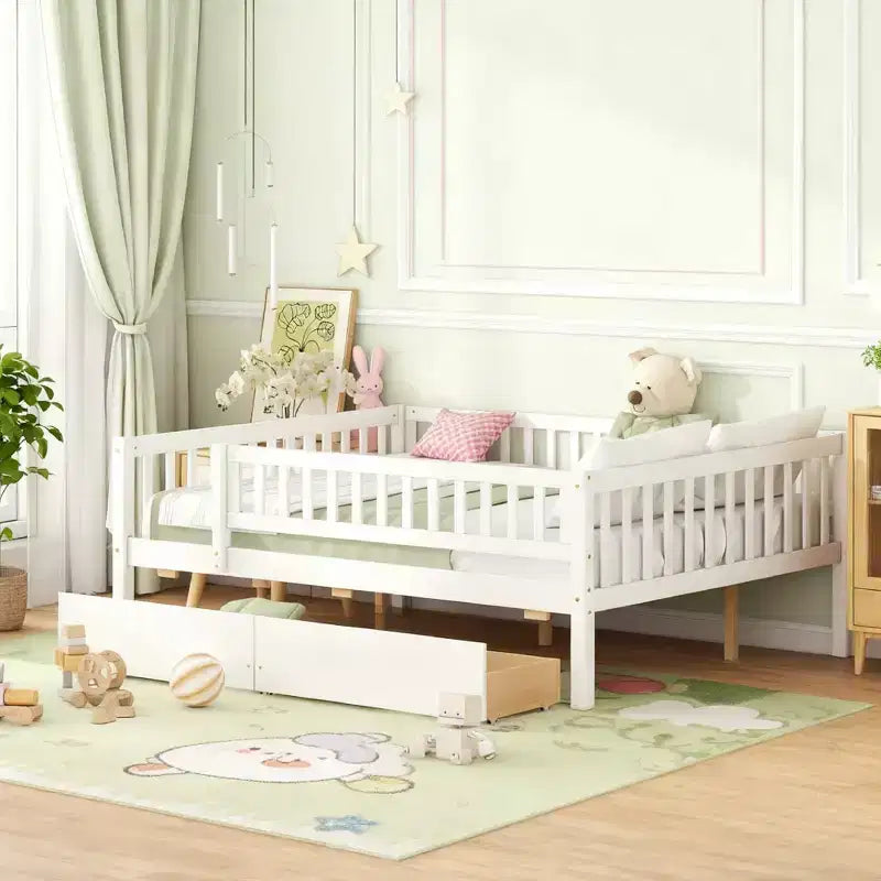 Luxystar Letto a giorno a grandezza naturale in legno con due cassetti per la camerata dei bambini e la camera degli ospiti