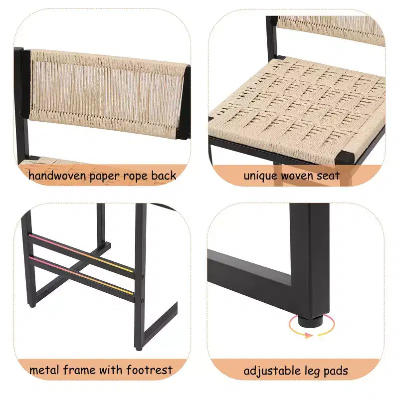 Okak Lot de 2 tabourets de bar à hauteur de comptoir 26/28 po, chaises de bar pivotantes à 180° avec dossiers et pieds en métal pour îlot de cuisine, café, vert
