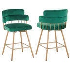 Okak Lot de 2 tabourets de bar à hauteur de comptoir 26/28 po, chaises de bar pivotantes à 180° avec dossiers et pieds en métal pour îlot de cuisine, café, vert