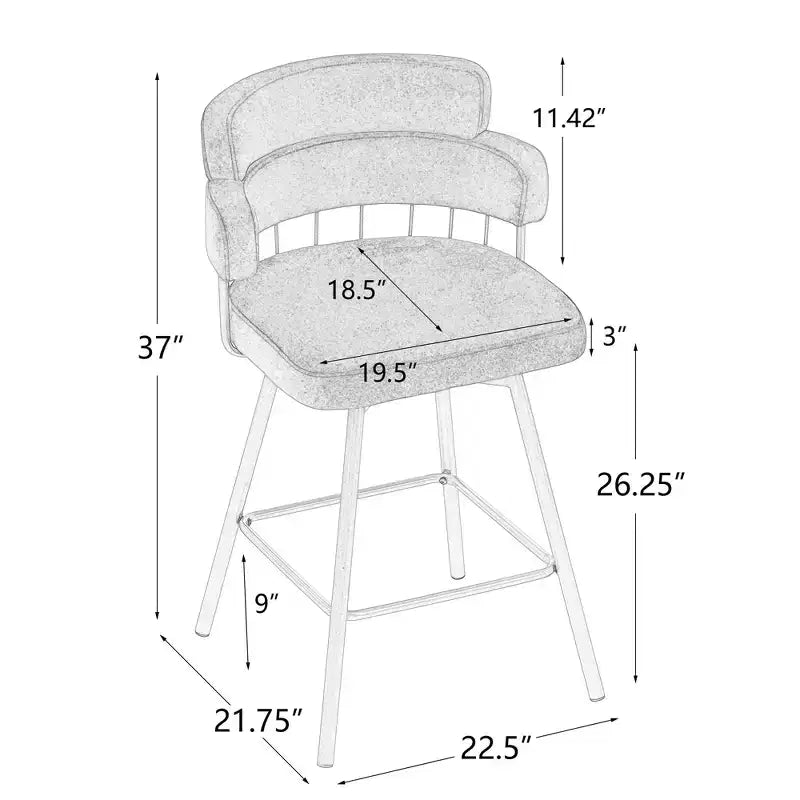 Okak Lot de 2 tabourets de bar à hauteur de comptoir 26/28 po, chaises de bar pivotantes à 180° avec dossiers et pieds en métal pour îlot de cuisine, café, vert