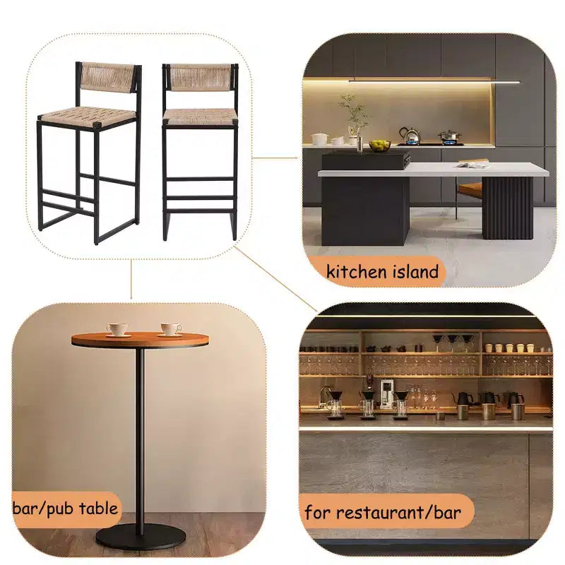Okak Lot de 2 tabourets de bar à hauteur de comptoir 26/28 po, chaises de bar pivotantes à 180° avec dossiers et pieds en métal pour îlot de cuisine, café, vert