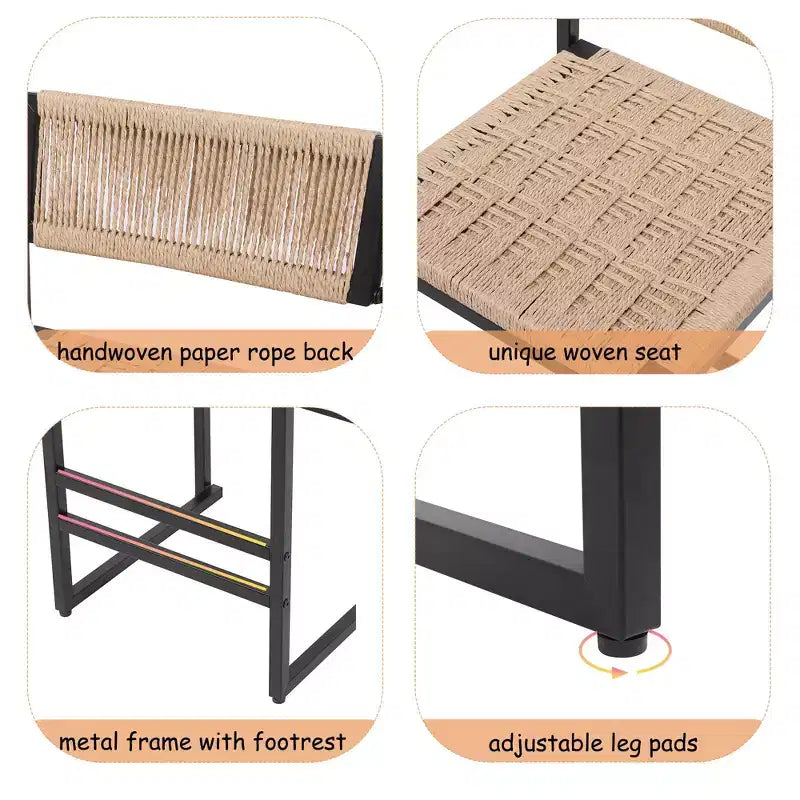 Okak Lot de 2 tabourets de bar à hauteur de comptoir 26/28 po, chaises de bar pivotantes à 180° avec dossiers et pieds en métal pour îlot de cuisine, café, vert