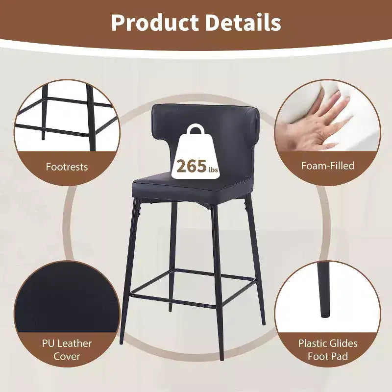 Okak Lot de 2 tabourets de bar à hauteur de comptoir 26/28 po, chaises de bar pivotantes à 180° avec dossiers et pieds en métal pour îlot de cuisine, café, vert