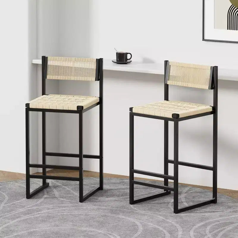 Okak Lot de 2 tabourets de bar à hauteur de comptoir 26/28 po, chaises de bar pivotantes à 180° avec dossiers et pieds en métal pour îlot de cuisine, café, vert