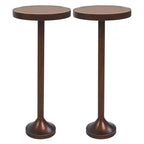 COZAYH Small Pedestal End Table, Living Room Furniture, Light Espresso, Set of 2