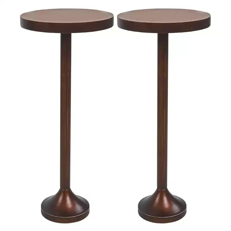 COZAYH Small Pedestal End Table, Living Room Furniture, Light Espresso, Set of 2