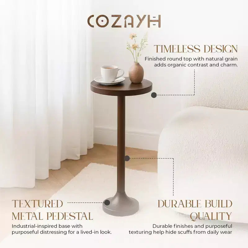 COZAYH Tavolino da Salotto Piccolo con Piedistallo, Arredamento Soggiorno, Espresso Chiaro, Set da 2