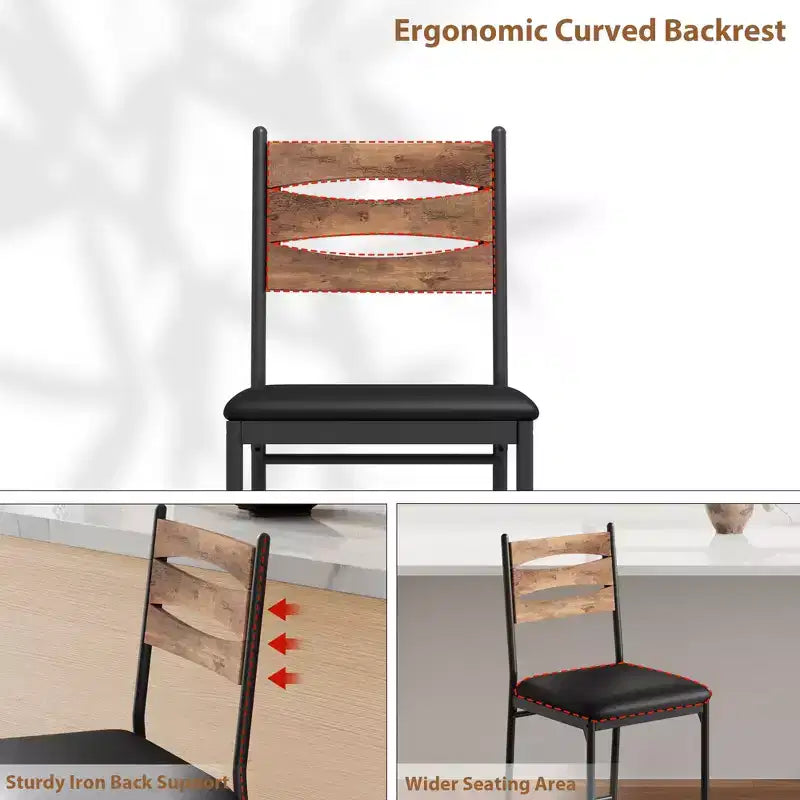 COZONY Lot de 2 tabourets de bar, chaises de bar hauteur comptoir avec dossier et repose-pieds, tabourets de bar en bois rembourrés en similicuir pour îlot de cuisine, salle à manger