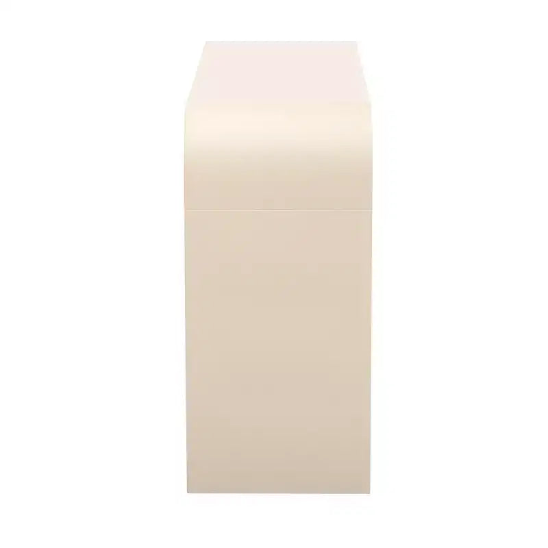 Consolle da ingresso minimalista Whisen con curve morbide e arrotondate, eleganti cassetti scanalati e superficie lucida e resistente
