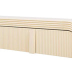 Consolle da ingresso minimalista Whisen con curve morbide e arrotondate, eleganti cassetti scanalati e superficie lucida e resistente