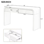 Consolle da ingresso minimalista Whisen con curve morbide e arrotondate, eleganti cassetti scanalati e superficie lucida e resistente