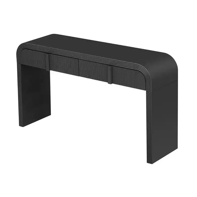 Consolle da ingresso minimalista Whisen con curve morbide e arrotondate, eleganti cassetti scanalati e superficie lucida e resistente