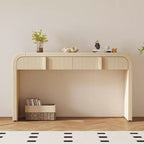 Consolle da ingresso minimalista Whisen con curve morbide e arrotondate, eleganti cassetti scanalati e superficie lucida e resistente