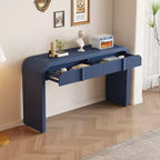 Consolle da ingresso minimalista Whisen con curve morbide e arrotondate, eleganti cassetti scanalati e superficie lucida e resistente