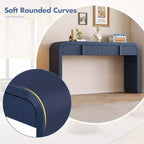 Consolle da ingresso minimalista Whisen con curve morbide e arrotondate, eleganti cassetti scanalati e superficie lucida e resistente