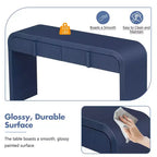 Consolle da ingresso minimalista Whisen con curve morbide e arrotondate, eleganti cassetti scanalati e superficie lucida e resistente