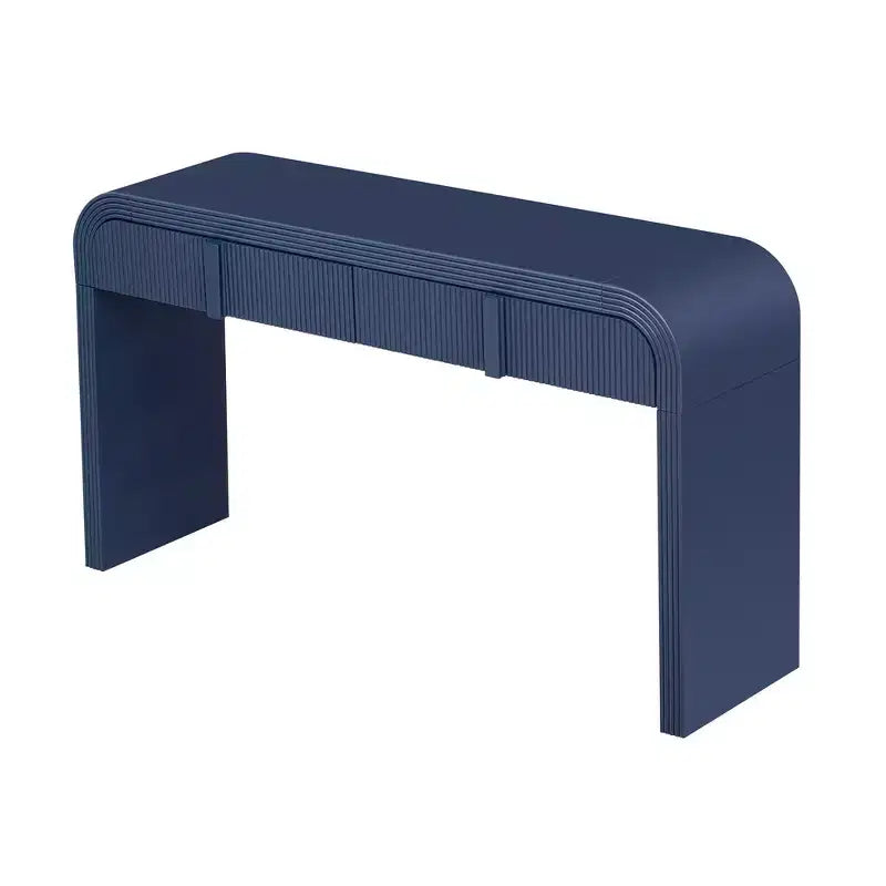 Consolle da ingresso minimalista Whisen con curve morbide e arrotondate, eleganti cassetti scanalati e superficie lucida e resistente