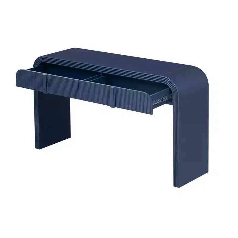 Consolle da ingresso minimalista Whisen con curve morbide e arrotondate, eleganti cassetti scanalati e superficie lucida e resistente