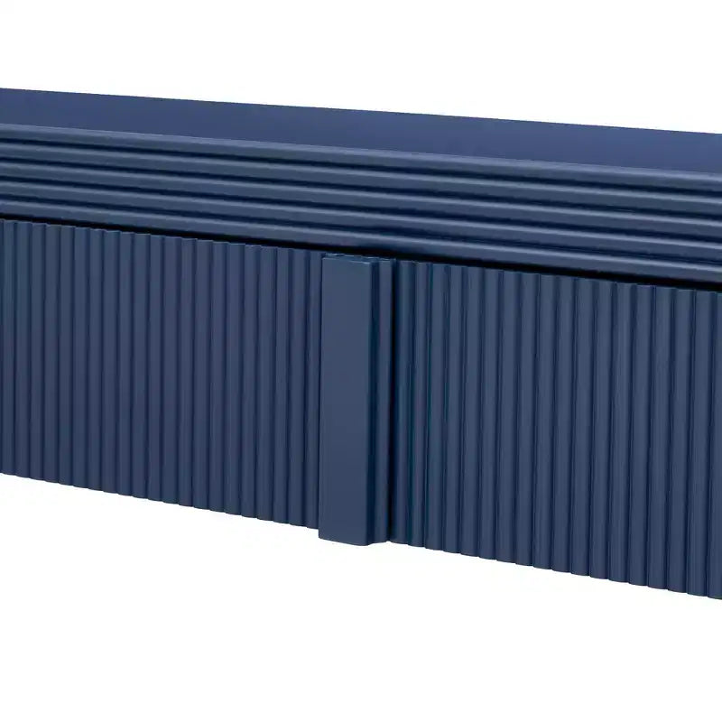 Consolle da ingresso minimalista Whisen con curve morbide e arrotondate, eleganti cassetti scanalati e superficie lucida e resistente