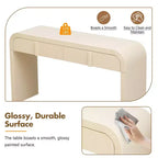 Consolle da ingresso minimalista Whisen con curve morbide e arrotondate, eleganti cassetti scanalati e superficie lucida e resistente