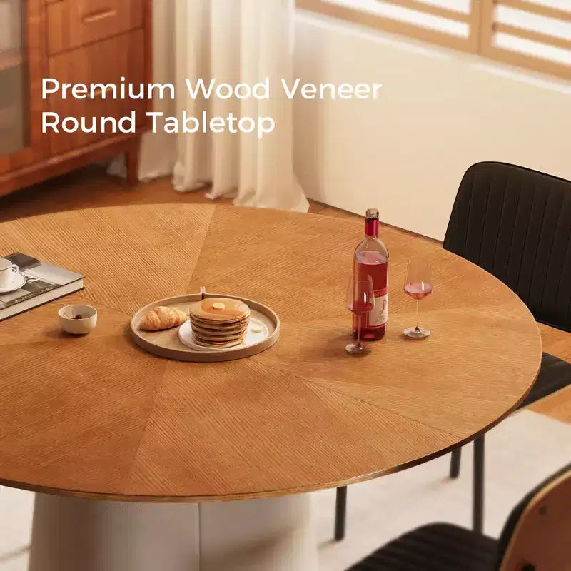 Table à manger ronde moderne Luck Live, table de cuisine ronde de 150 cm pour 6 à 8 personnes, mobilier de salle à manger élégant