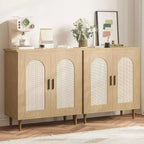 Credenza da Buffet per Cucina con Rattan, Mobile Contenitore con Ampio Spazio