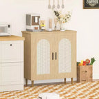 Credenza da Buffet per Cucina con Rattan, Mobile Contenitore con Ampio Spazio