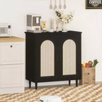 Credenza da Buffet per Cucina con Rattan, Mobile Contenitore con Ampio Spazio