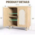 Credenza da Buffet per Cucina con Rattan, Mobile Contenitore con Ampio Spazio