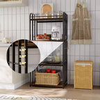 Scaffale da Panettiere a 4 Ripiani Ampio spazio di archiviazione a 4 livelli, supporto per microonde autoportante, struttura in metallo resistente, barriera protettiva e stabilità, design salvaspazio
