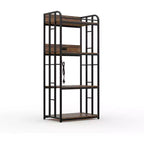 Scaffale da Panettiere a 4 Ripiani Ampio spazio di archiviazione a 4 livelli, supporto per microonde autoportante, struttura in metallo resistente, barriera protettiva e stabilità, design salvaspazio