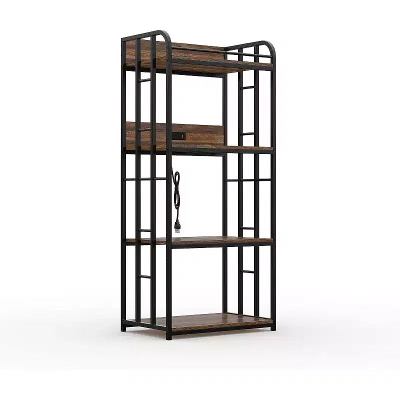 Scaffale da Panettiere a 4 Ripiani Ampio spazio di archiviazione a 4 livelli, supporto per microonde autoportante, struttura in metallo resistente, barriera protettiva e stabilità, design salvaspazio