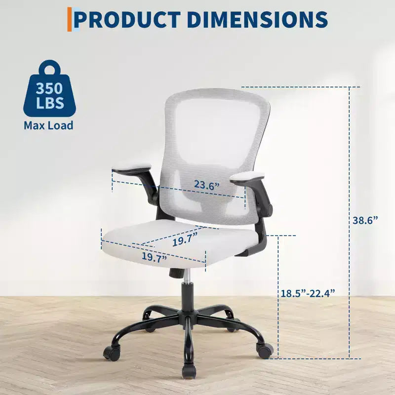 Chaise de Bureau Chaise de Bureau Ergonomique, Soutien Lombaire Réglable, Accoudoirs Relevables, Chaise de Bureau en Maille, Chaise de Bureau Gaming Pivotante à Roulettes
