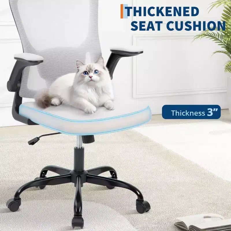 Chaise de Bureau Chaise de Bureau Ergonomique, Soutien Lombaire Réglable, Accoudoirs Relevables, Chaise de Bureau en Maille, Chaise de Bureau Gaming Pivotante à Roulettes