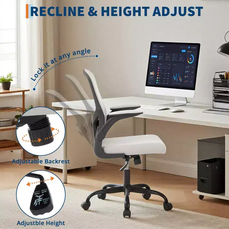 Chaise de Bureau Chaise de Bureau Ergonomique, Soutien Lombaire Réglable, Accoudoirs Relevables, Chaise de Bureau en Maille, Chaise de Bureau Gaming Pivotante à Roulettes
