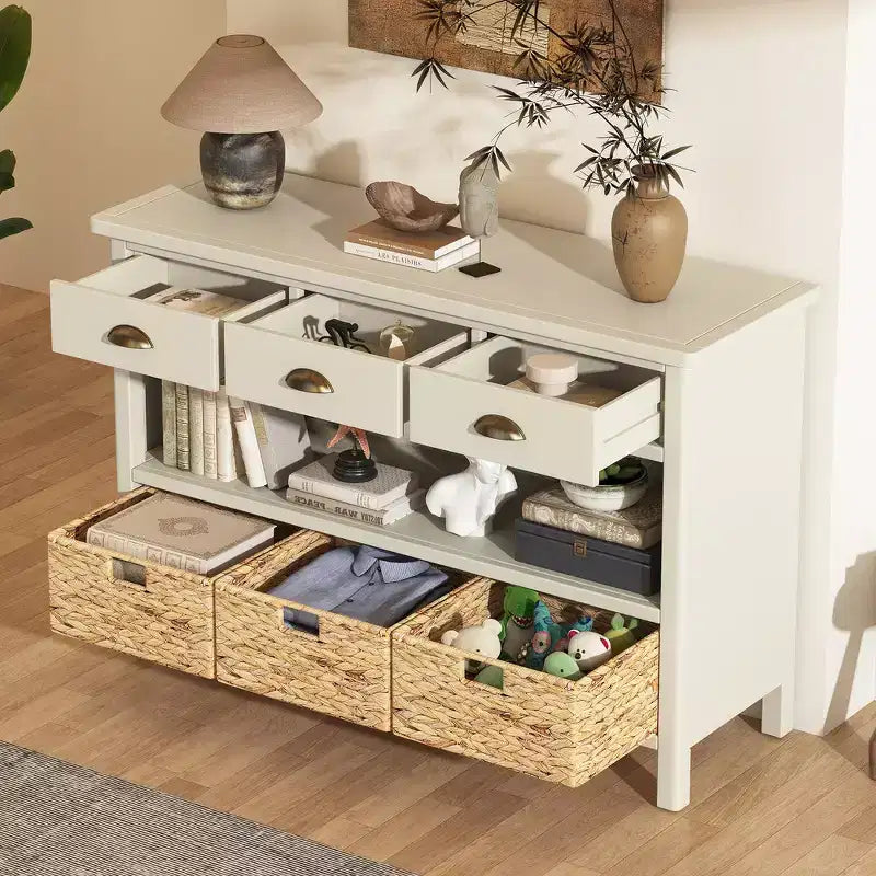 Tavolo consolle da ingresso Whisen Vintage, tavolino da divano con struttura in legno stabile, design portante e spazio pratico