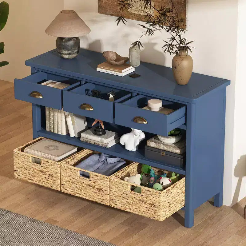 Tavolo consolle da ingresso Whisen Vintage, tavolino da divano con struttura in legno stabile, design portante e spazio pratico