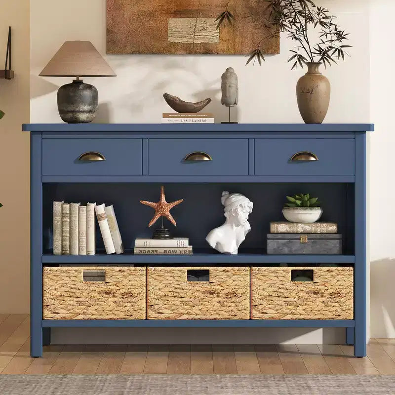 Tavolo consolle da ingresso Whisen Vintage, tavolino da divano con struttura in legno stabile, design portante e spazio pratico