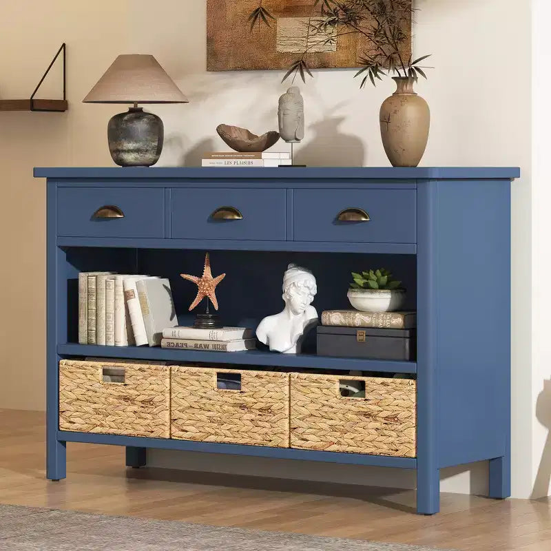 Tavolo consolle da ingresso Whisen Vintage, tavolino da divano con struttura in legno stabile, design portante e spazio pratico