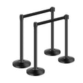 VEVOR Stanchion Post, 4 Pcs Stanchions with Retractable Belts, Carbon Steel Black Stanchions Queue with Sand Injection Hollow Base, Black