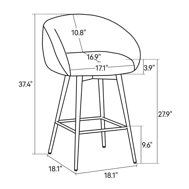 Dyonery 27.9 Tabourets de Bar Pivotants Hauteur Comptoir avec Dossier, Tabourets de Cuisine Modernes Style Ferme Capitonné