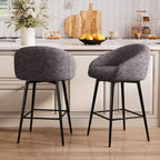 Dyonery 27.9 Counter Height Swivel Bar Stools with Back, Tufted Modern Farmhouse Kitchen Stools