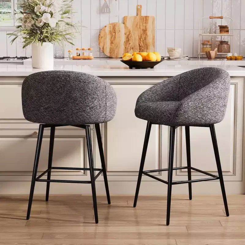 Dyonery 27.9 Counter Height Swivel Bar Stools with Back, Tufted Modern Farmhouse Kitchen Stools