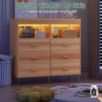 Fasciatoio con cassetti, cassettiera per neonati con fasciatoio superiore, presa di corrente, luce LED e piedini in metallo, stazione per il cambio pannolini