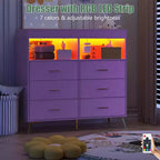 Fasciatoio con cassetti, cassettiera per neonati con fasciatoio superiore, presa di corrente, luce LED e piedini in metallo, stazione per il cambio pannolini