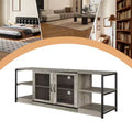 Industrial Entermainment Center with Storage Cabinet & 2 Mesh Doors,2 Tier TV Stand with Wood Rustic TV Console