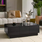 Extendable Rectangular Cocktail Table with 4 Drawers, Hidden Storage & Sliding UV High-Gloss Top