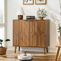 JVNOXK Sideboard Buffet Cabinet with Storage, Farmhouse Buffet Cabinet With Paper Clip Design, Wood Coffee Bar Storage Cabinet for Kitchen, Walnut