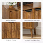 JVNOXK Madia da Buffet con Ante e Cassetti, Madia a Buffet Rustica con Design a Fermaglio, Mobile Contenitore da Caffè in Legno per Cucina, Noce