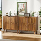 JVNOXK Madia da Buffet con Ante e Cassetti, Madia a Buffet Rustica con Design a Fermaglio, Mobile Contenitore da Caffè in Legno per Cucina, Noce